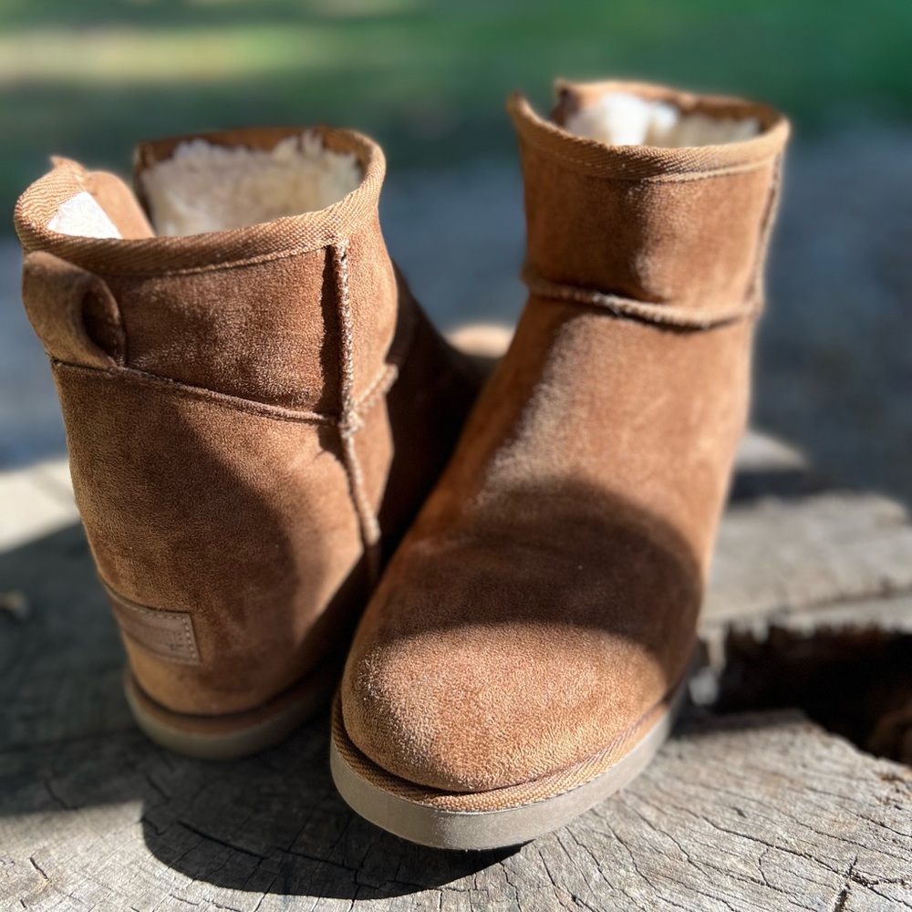 Brown wedge booties size 8